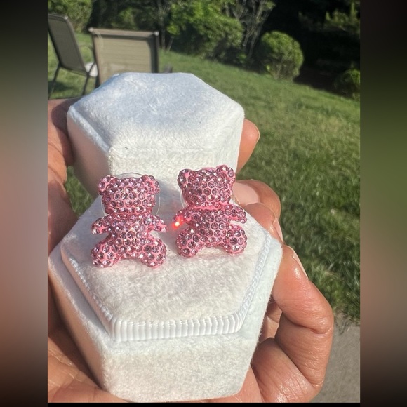 Swarovski Pink Bear Earrings - Picture 3 of 9